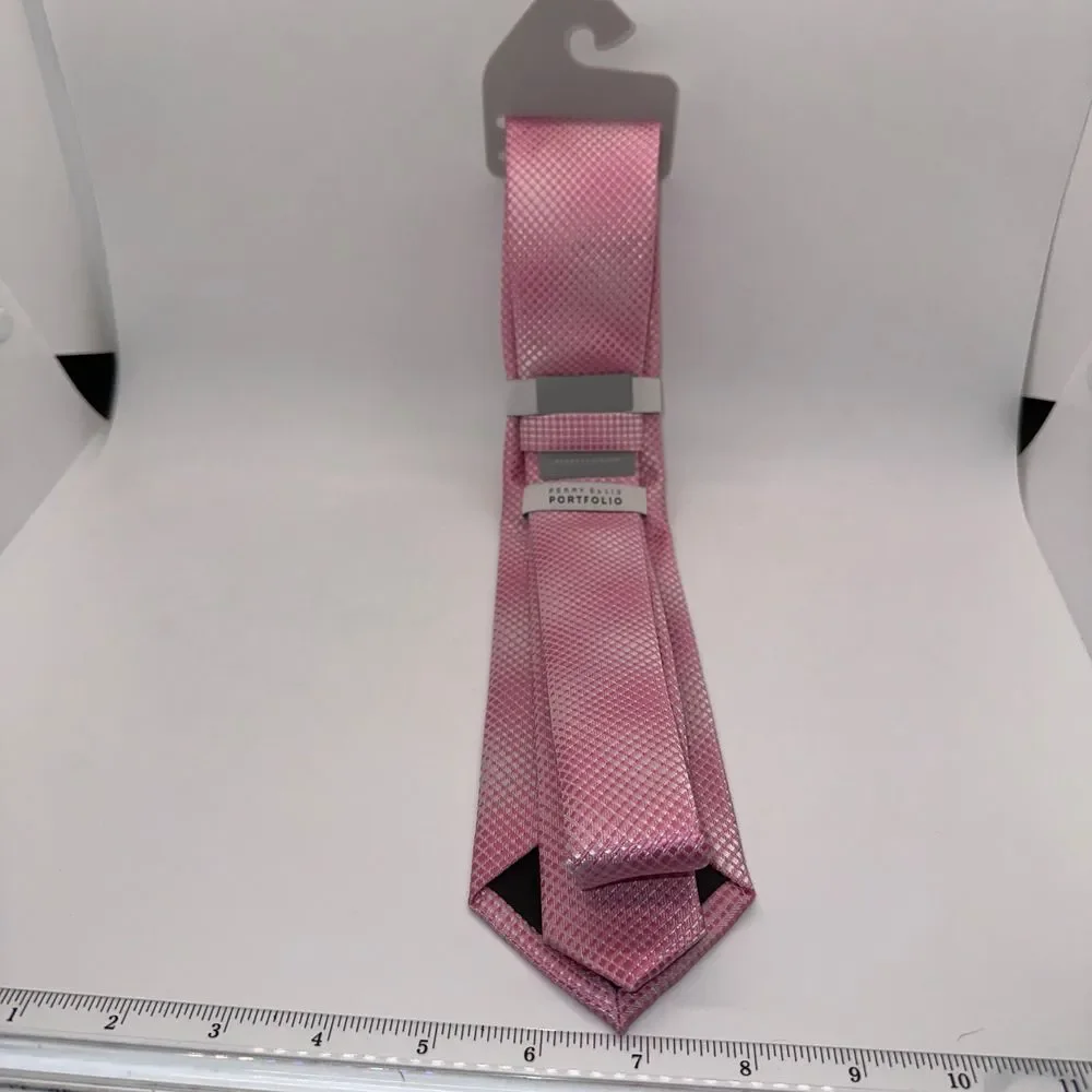 Perry Ellis‎ Portfolio Pink Polyester Neck Tie - Textured Design